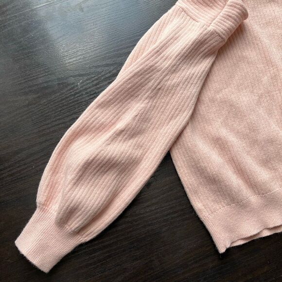 Anthropologie Moth Off The Shoulder Pullover Knit Sweater Balloon Sleeves Pink M - Picture 7 of 14
